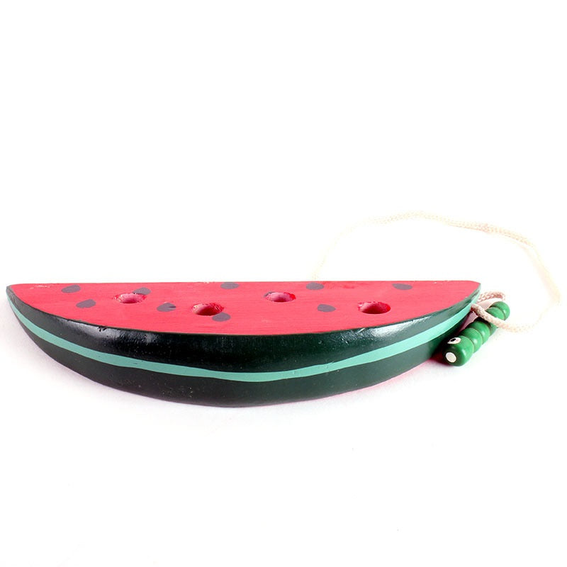 Wooden Caterpillar Eating Fruit Threading Montessori Toys 8