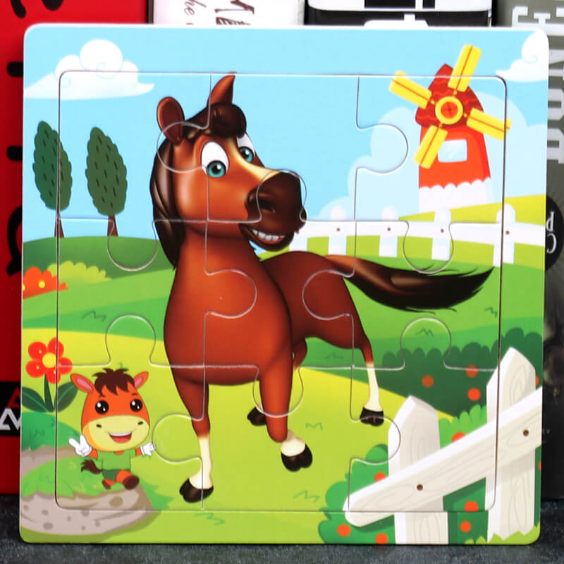 Wooden Puzzle Educational Toy 9 Pieces for Kids Early Development 39