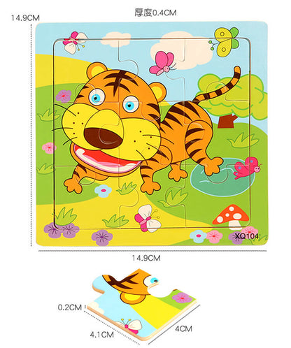 Wooden Puzzle Educational Toy 9 Pieces for Kids Early Development 45