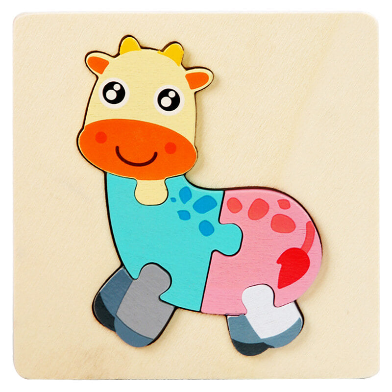 Wooden Animal Puzzle Montessori Toys Early Education for Kids 19