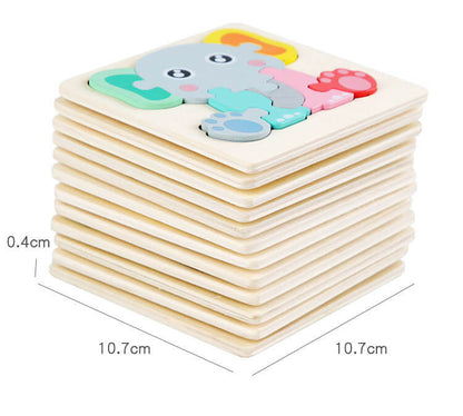 Wooden Animal Puzzle Montessori Toys Early Education for Kids 3