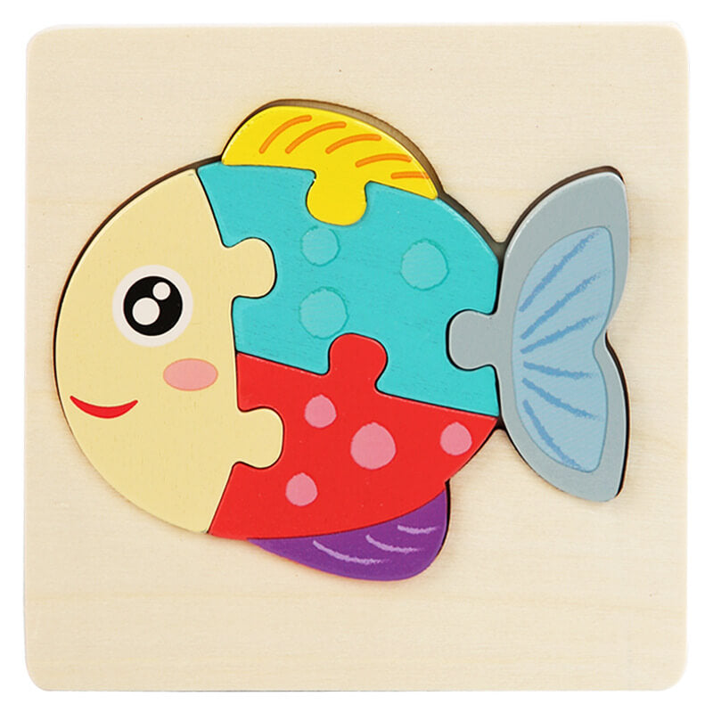 Wooden Animal Puzzle Montessori Toys Early Education for Kids 12