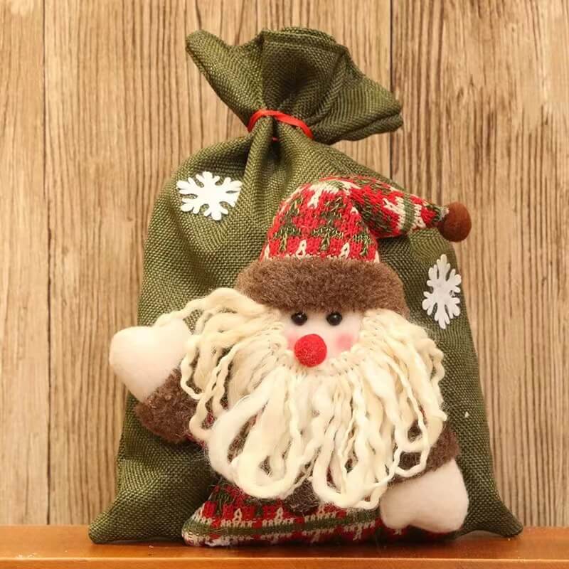Christmas Gift Bag 3D Doll Linen Candy Bag 20x28cm 6