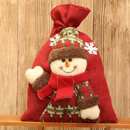 Christmas Gift Bag 3D Doll Linen Candy Bag 20x28cm 2