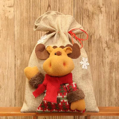 Christmas Gift Bag 3D Doll Linen Candy Bag 20x28cm 7