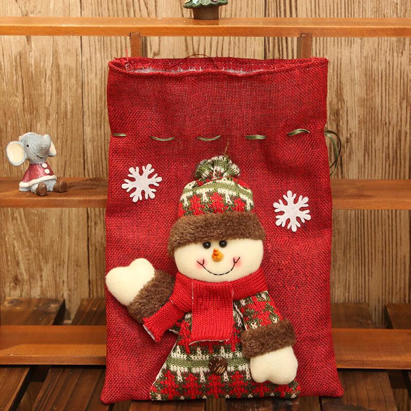 Christmas Gift Bag 3D Doll Linen Candy Bag 20x28cm 3