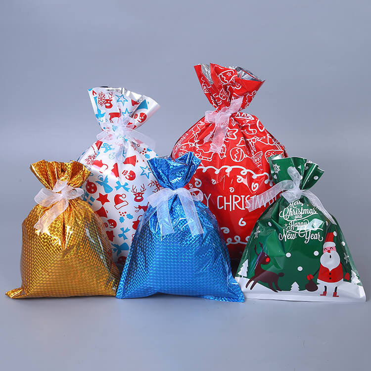 Christmas Gift Bag Drawstring Plastic Candy Bags Pack A to I 5