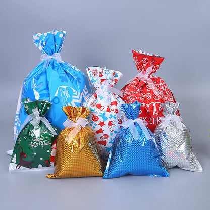 Christmas Gift Bag Drawstring Plastic Candy Bags Pack A to I 12