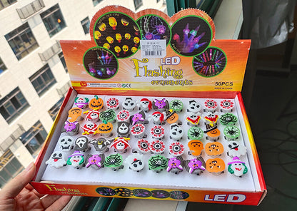 Halloween LED Light Up Ring Party Favor Blue Red Flash 50pcs 3