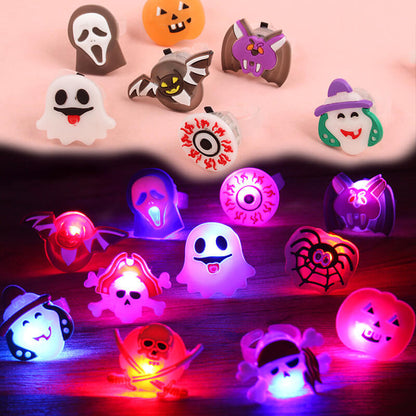 Halloween LED Light Up Ring Party Favor Blue Red Flash 50pcs 4