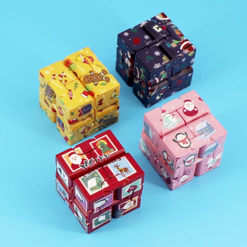 Plastic Infinity Cube Fidget Toy Christmas Edition