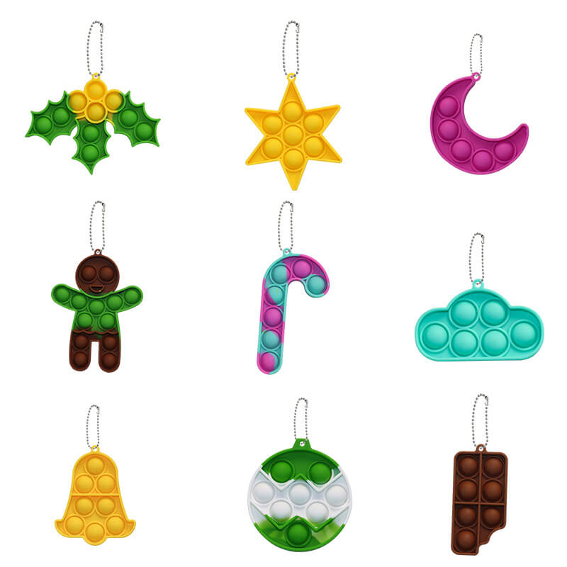 Christmas Pop Fidget Toy Pendant Set 9pcs with Chains 2
