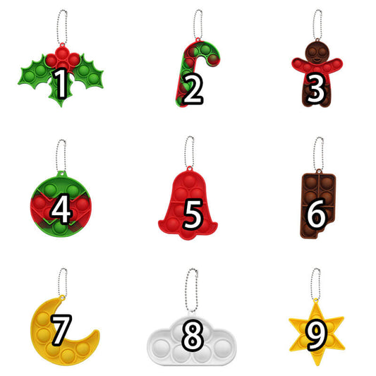 Christmas Pop Fidget Toy Pendant Set 9pcs with Chains