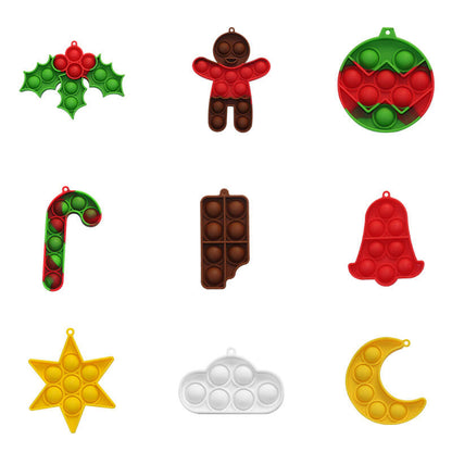 Christmas Pop Fidget Toy Pendant Set 9pcs with Chains 3