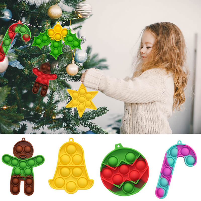 Christmas Pop Fidget Toy Pendant Set 9pcs with Chains 4