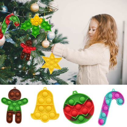 Christmas Pop Fidget Toy Pendant Set 9pcs with Chains 4