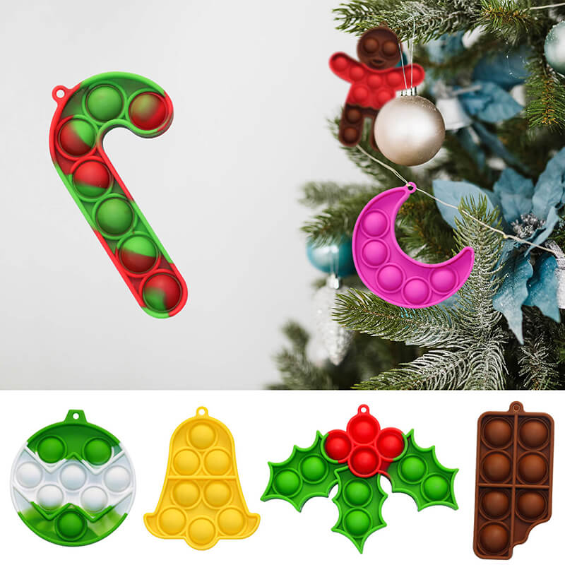 Christmas Pop Fidget Toy Pendant Set 9pcs with Chains 5