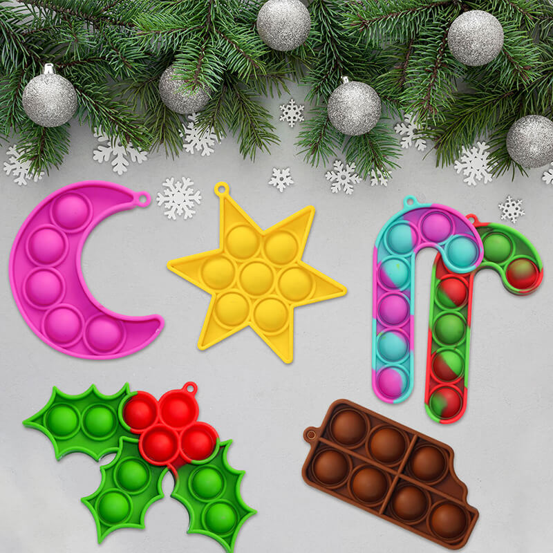 Christmas Pop Fidget Toy Pendant Set 9pcs with Chains 6