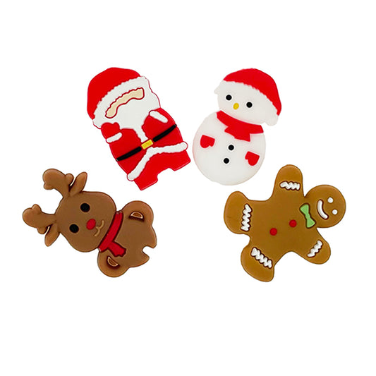 20pcs Silicone Focal Beads Christmas Santa Snowman Elk Deer Gingerbread Man