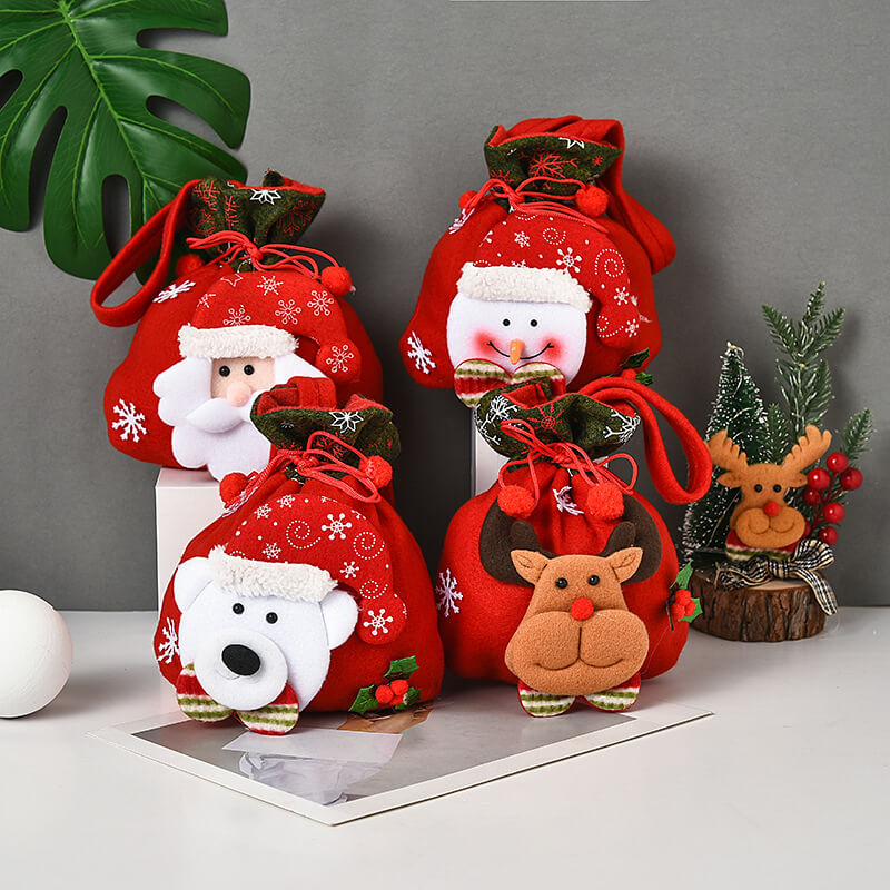 3D Doll Christmas Gift Bag Plush Candy Handbag 22x19.5cm