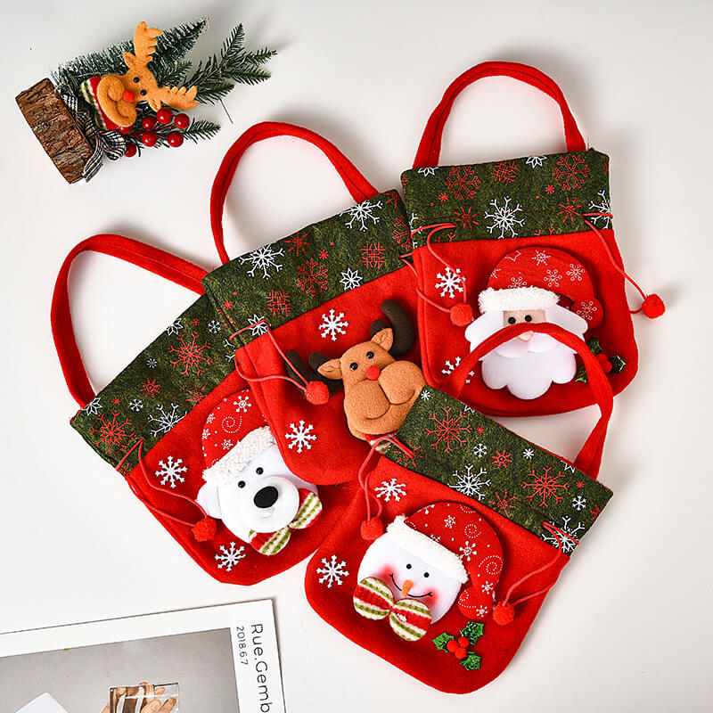3D Doll Christmas Gift Bag Plush Candy Handbag 22x19.5cm 2