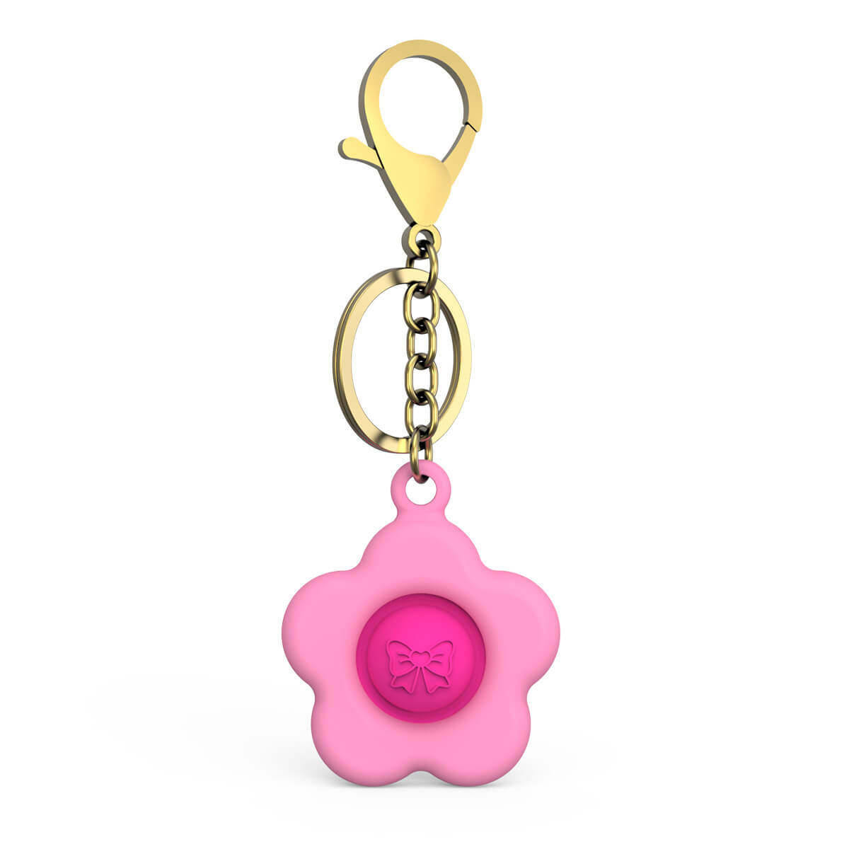 Silicone Pop It Fidget Toy Flower Keychain with One Popper 3