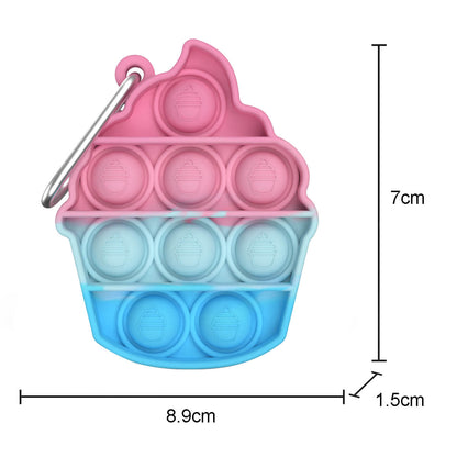 Silicone Pop It Fidget Toy Three Horns Beast Key Chain 7.7x6.5cm 4