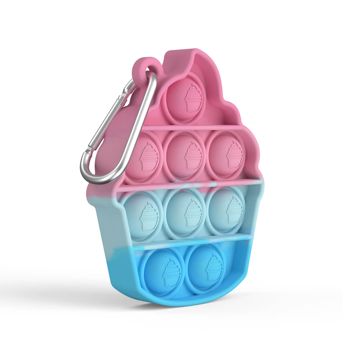 Silicone Pop It Fidget Toy Three Horns Beast Key Chain 7.7x6.5cm 5