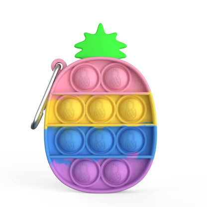 Silicone Pop It Fidget Toy Three Horns Beast Key Chain 7.7x6.5cm 6