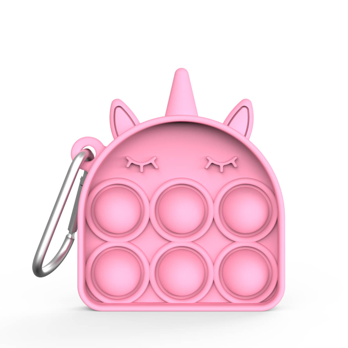 Silicone Pop It Fidget Toy Three Horns Beast Key Chain 7.7x6.5cm