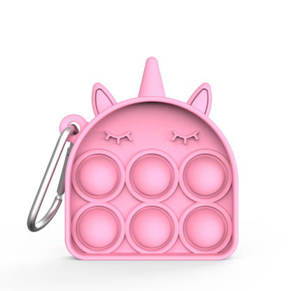 Silicone Pop It Fidget Toy Three Horns Beast Key Chain 7.7x6.5cm