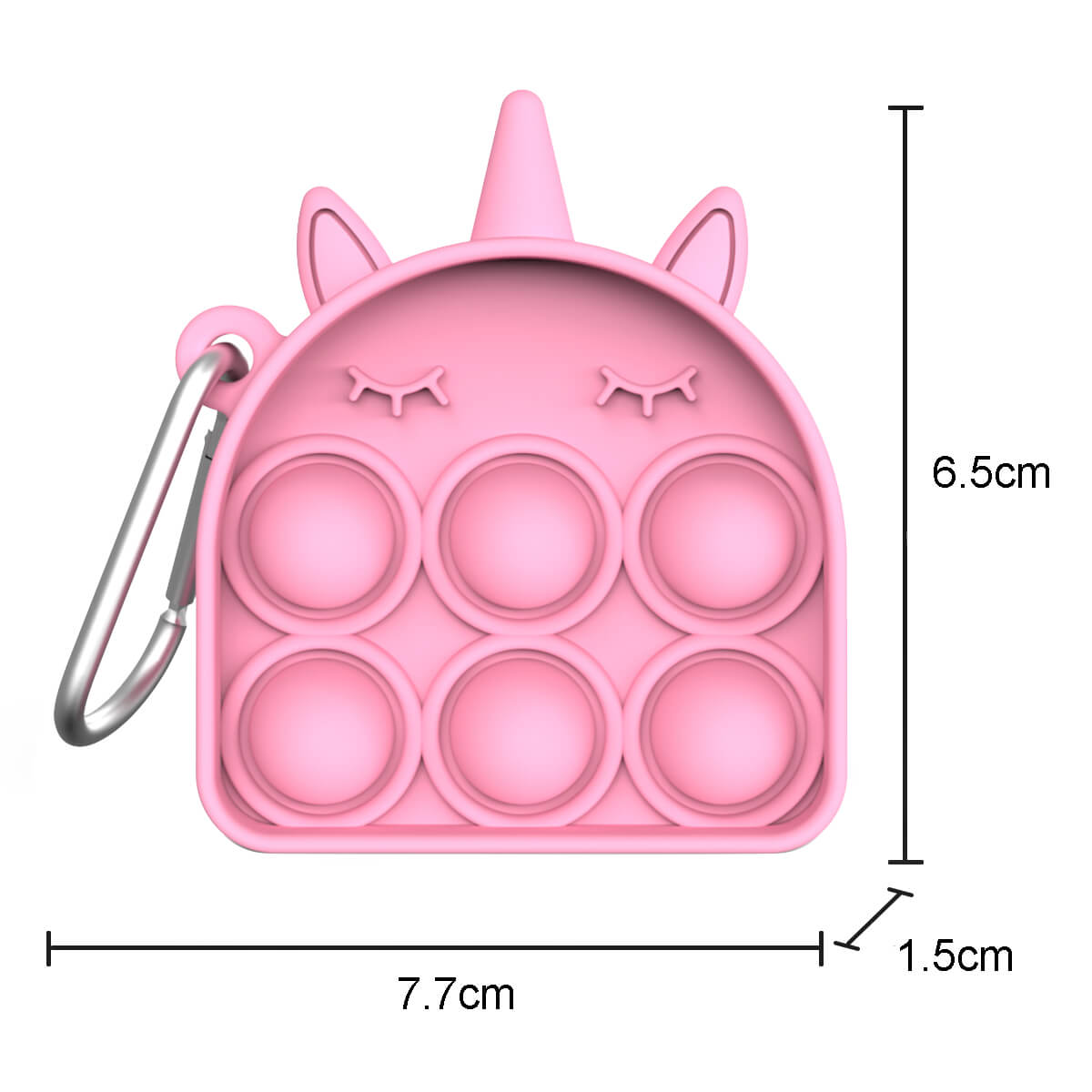 Silicone Pop It Fidget Toy Three Horns Beast Key Chain 7.7x6.5cm 16
