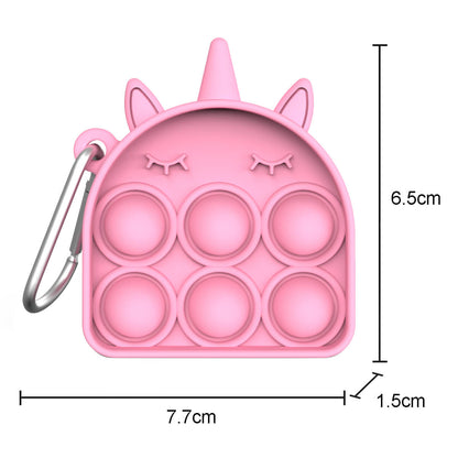 Silicone Pop It Fidget Toy Three Horns Beast Key Chain 7.7x6.5cm 16