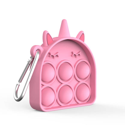 Silicone Pop It Fidget Toy Three Horns Beast Key Chain 7.7x6.5cm 17