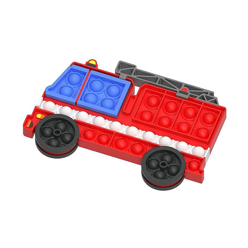 Silicone Pop It Fidget Toy Fire Truck Shape Puzzle 20cm x 13.2cm
