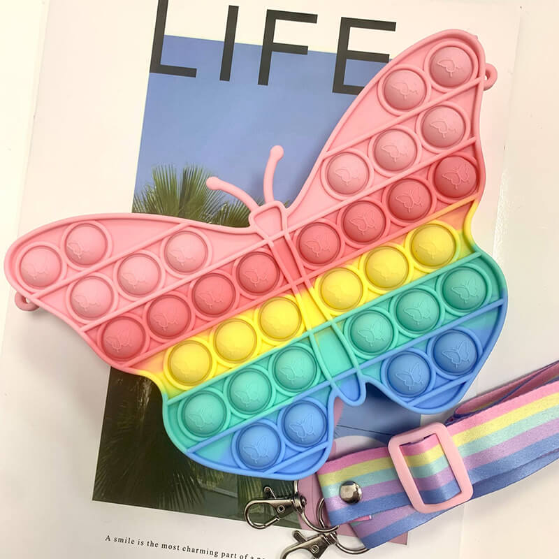 Silicone Pop It Fidget Toy Purse Sensory Bag for Kids and Adults 24