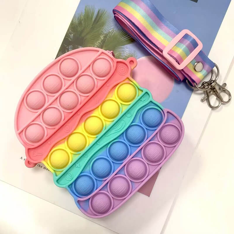 Silicone Pop It Fidget Toy Purse Sensory Bag for Kids and Adults 25
