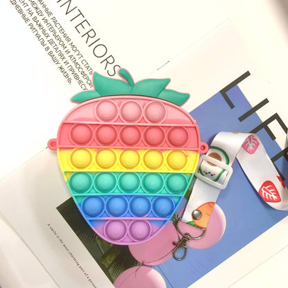 Silicone Pop It Fidget Toy Purse Sensory Bag for Kids and Adults 12