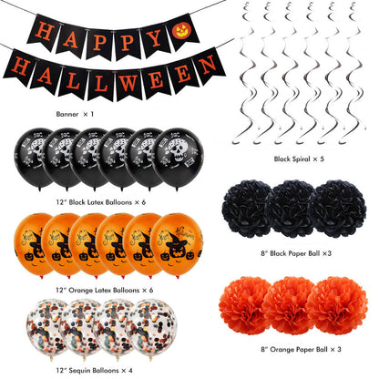 Halloween Balloon Decoration Kit with Paper Flower Balls 5