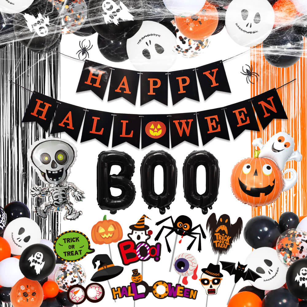 Halloween Boo Foil Balloon Kit Party Decoration Set 7