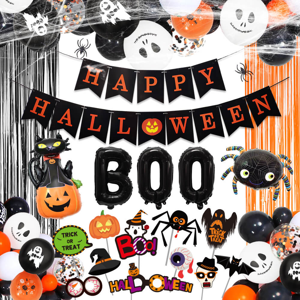Halloween Boo Foil Balloon Kit Party Decoration Set 8