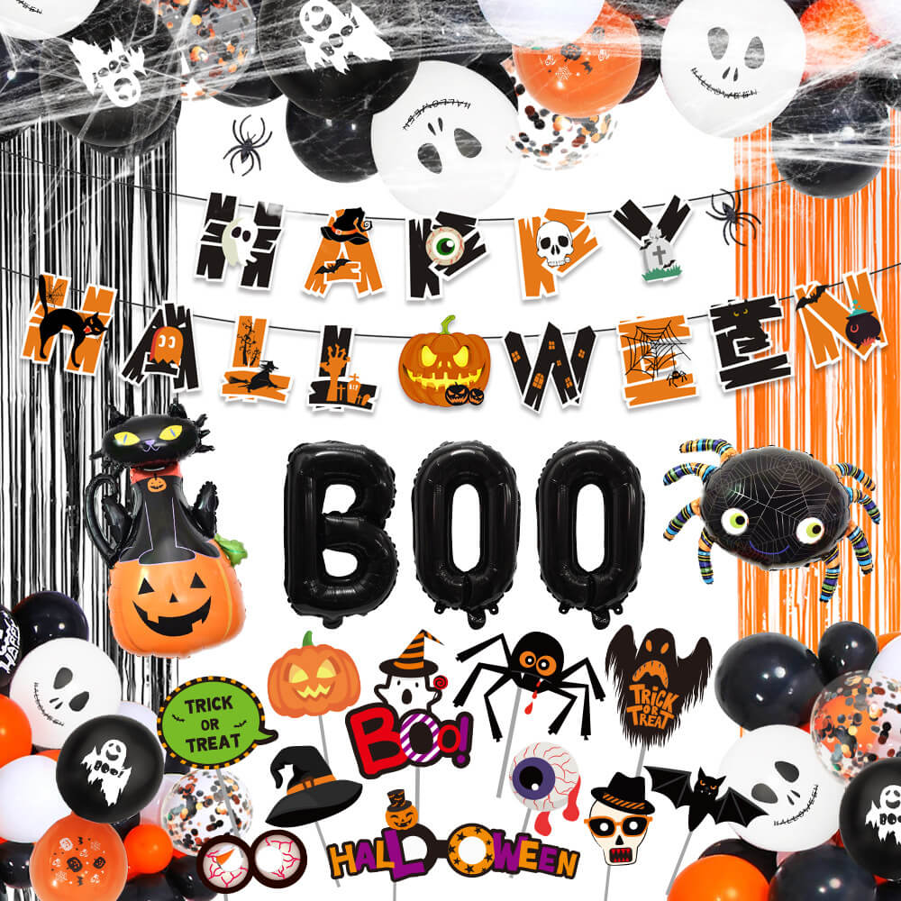 Halloween Boo Foil Balloon Kit Party Decoration Set 9