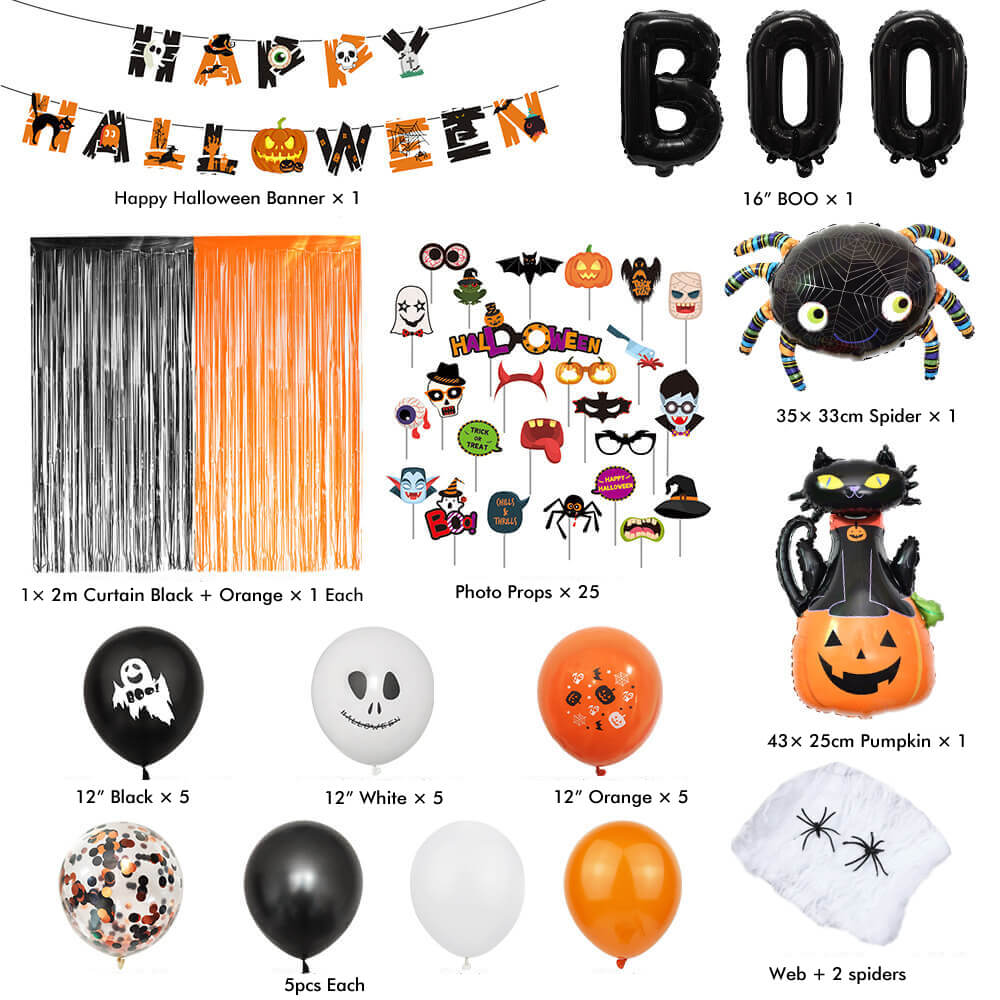 Halloween Boo Foil Balloon Kit Party Decoration Set 5