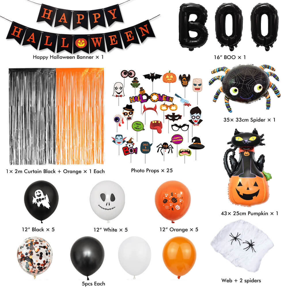 Halloween Boo Foil Balloon Kit Party Decoration Set 4