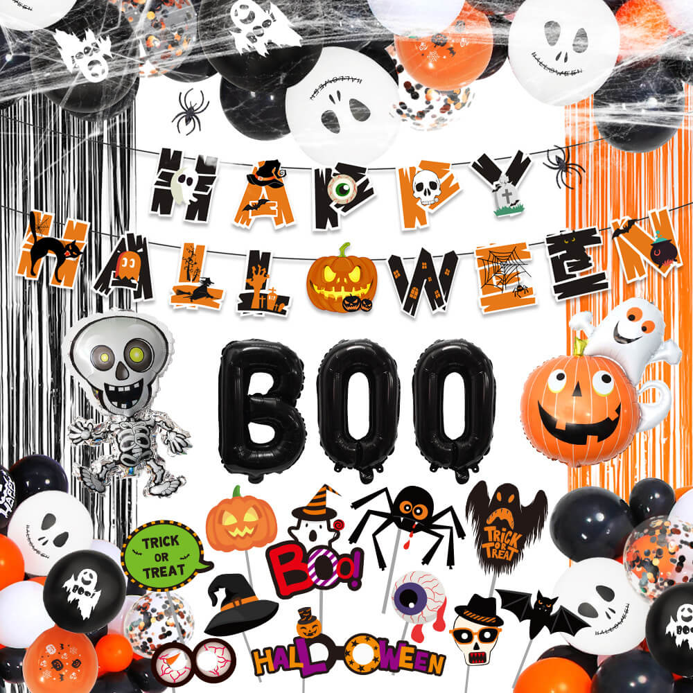 Halloween Boo Foil Balloon Kit Party Decoration Set