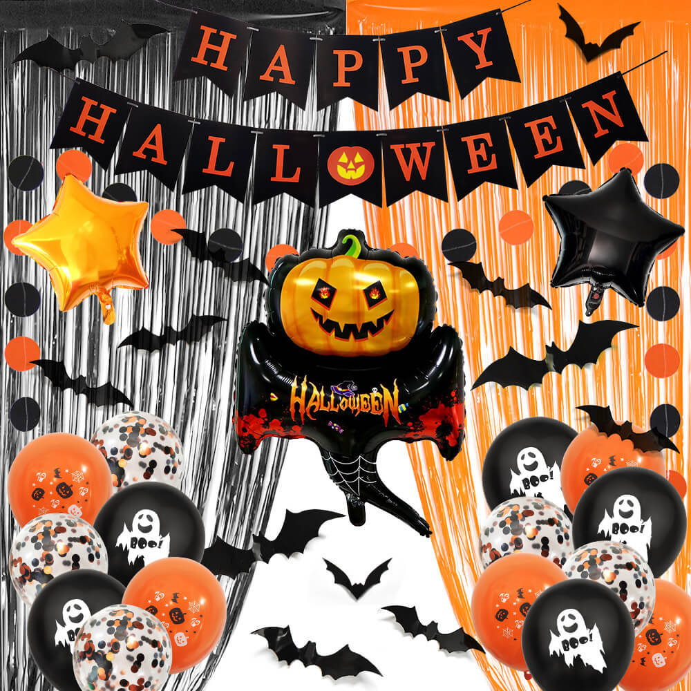 Halloween Pumpkin Foil Balloon Kit Party Decoration Set 10