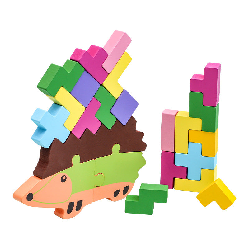 Wooden Hedgehog Balance Stacking Blocks Educational Building Blocks