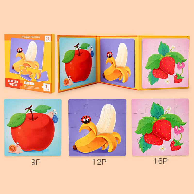 Wooden Magnetic Puzzles Book Educational Toy for Preschool Kids 4