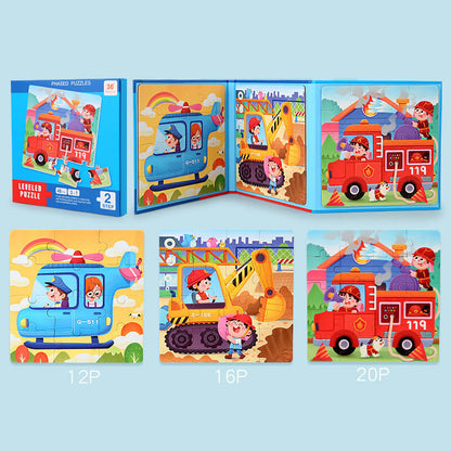 Wooden Magnetic Puzzles Book Educational Toy for Preschool Kids 5