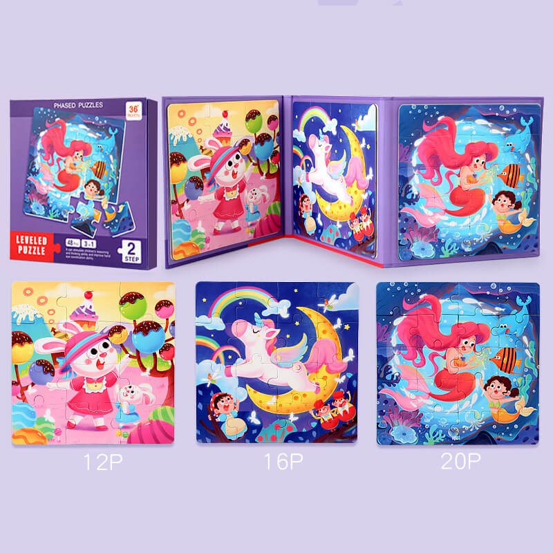 Wooden Magnetic Puzzles Book Educational Toy for Preschool Kids 6